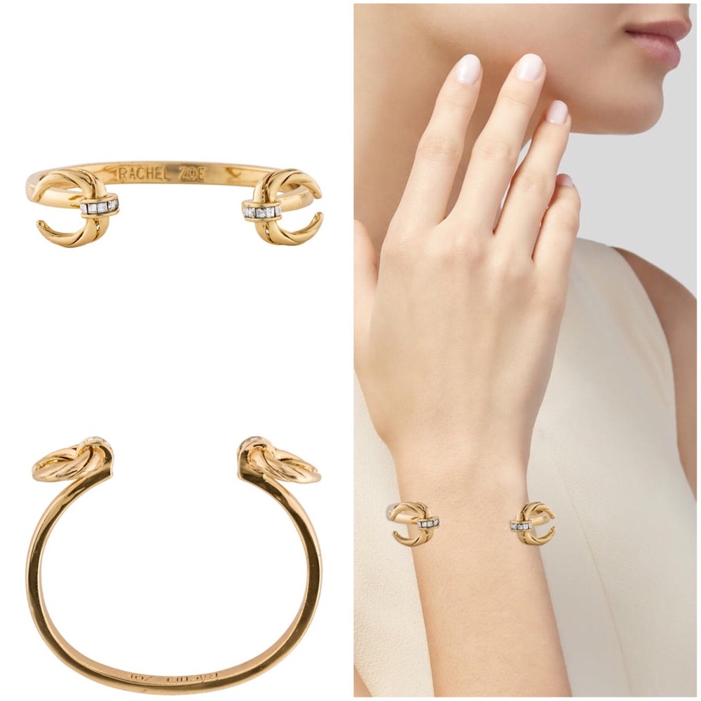$195 RACHEL ZOE Crystal & Gold Cuff Bracelet